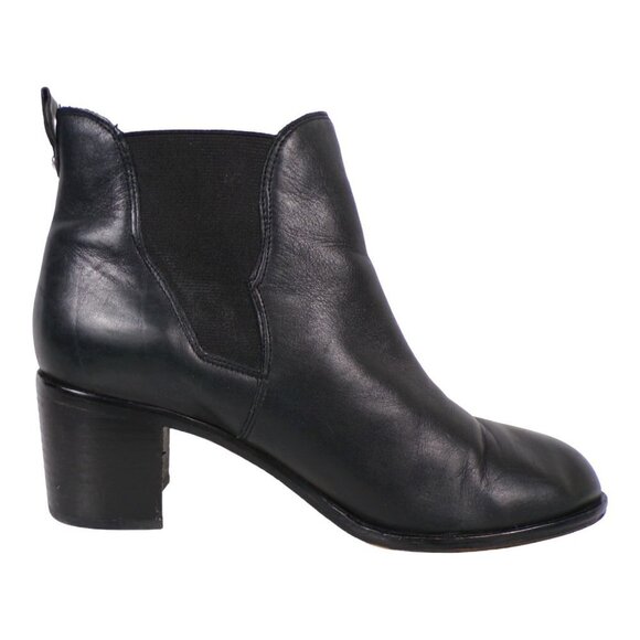𝅺Sam Edelman Justin Chelsea Ankle Boot Leather Stacked Heel Size 9 #1012
